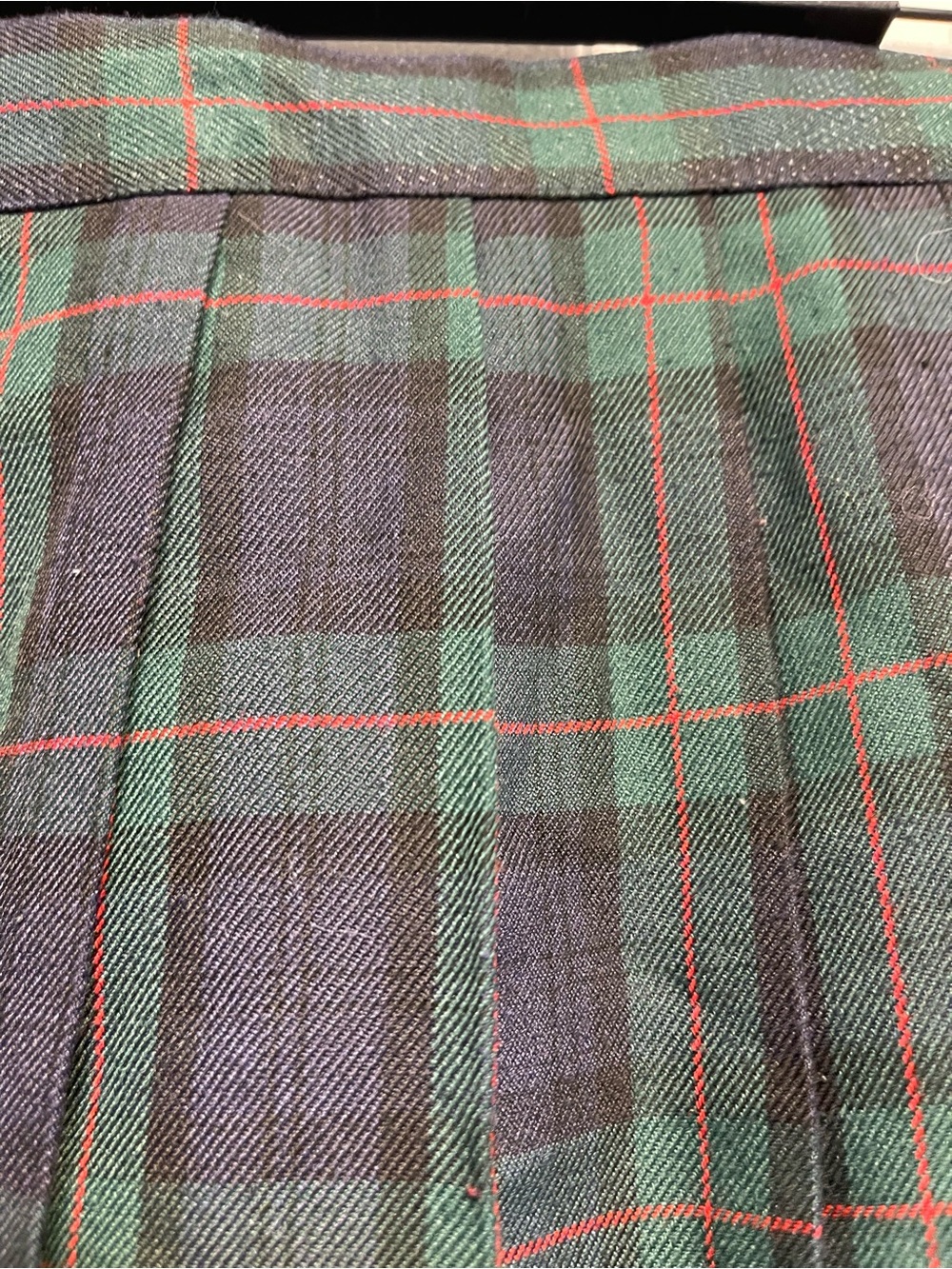 Plaid A-Line Skirt in Green and Navy - Picture 2 of 5